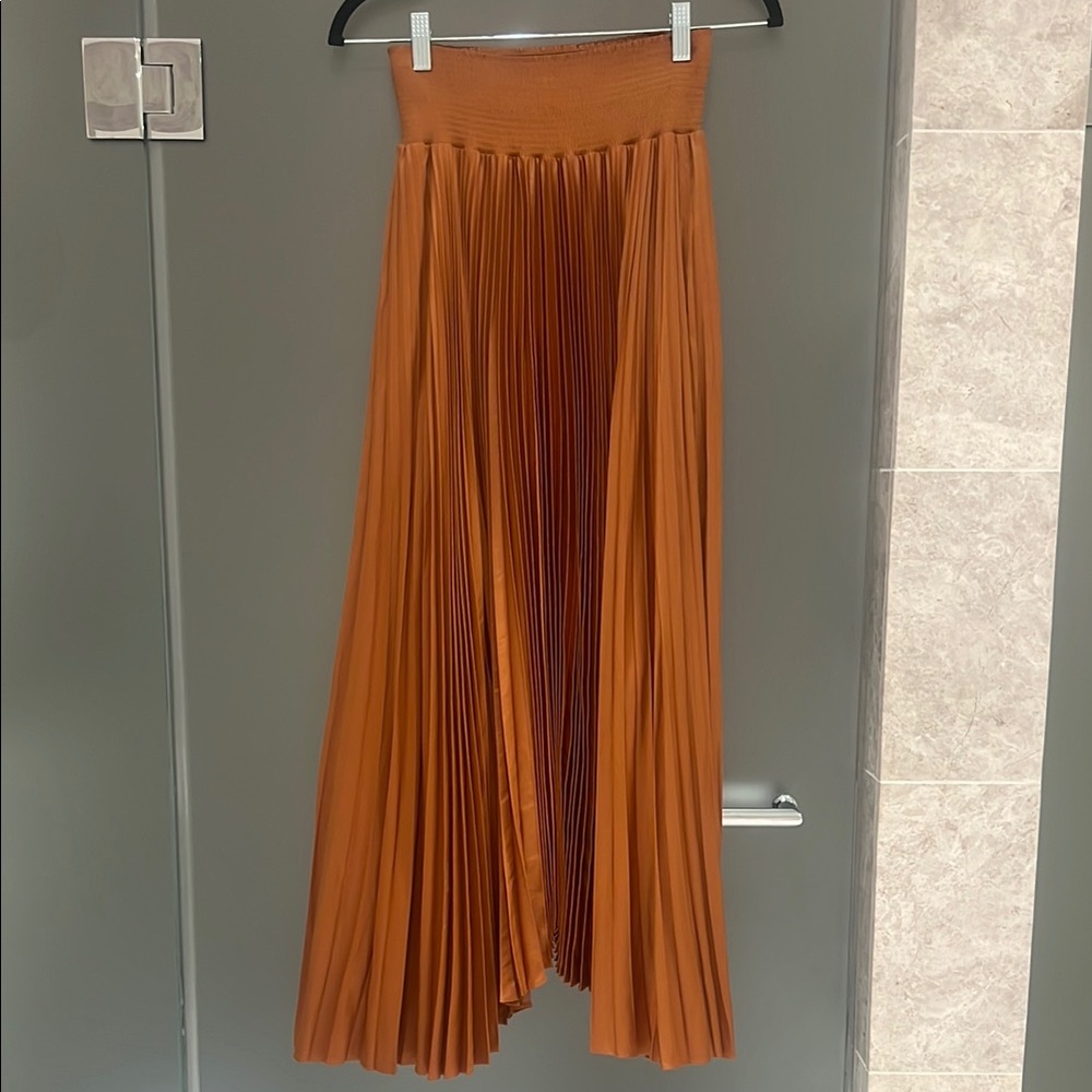 A.L.C Elegant rust asymmetrical Pleated Skirt size 4